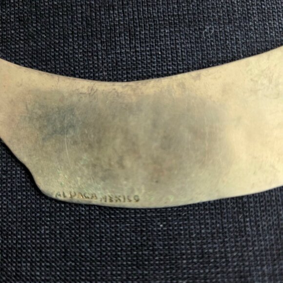 Vintage Aztec style bib choker necklace pendant Alpaca silver Mexico. - Picture 7 of 9